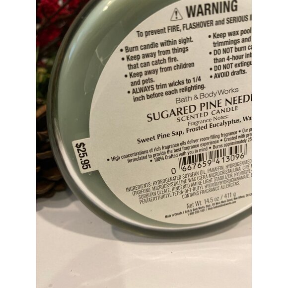 Bath & Body Works Christmas Holiday “Sugared Pine Needles” New 3 Wick Candle - Picture 8 of 8